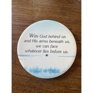 With God Behind Us Ceramic Refrigerator‎ Magnet by SanGray 3.5 Inch Circle